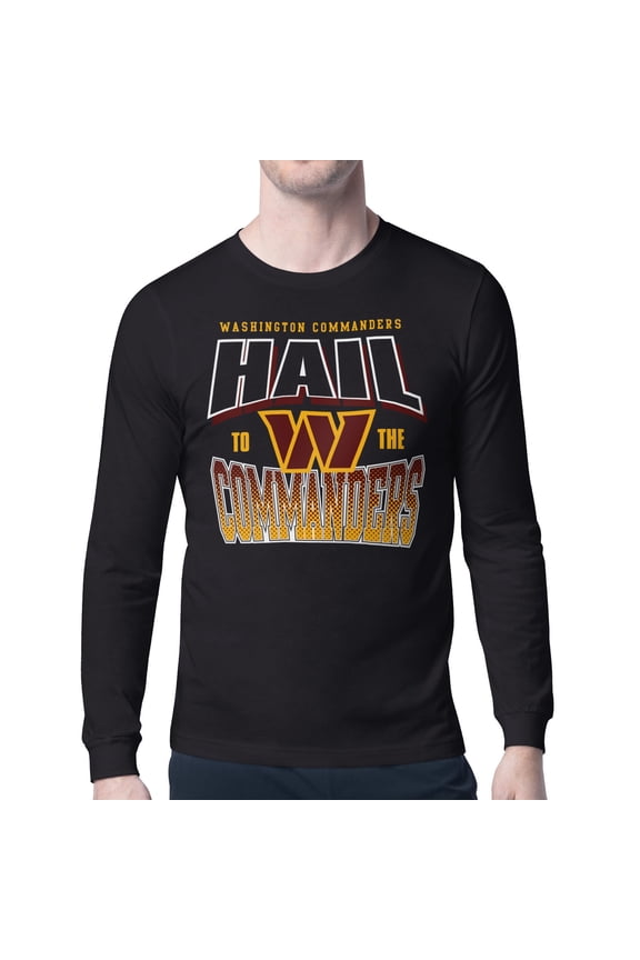 Men's Starter  Black Washington Commanders Comic Style Slogan Long Sleeve T-Shirt