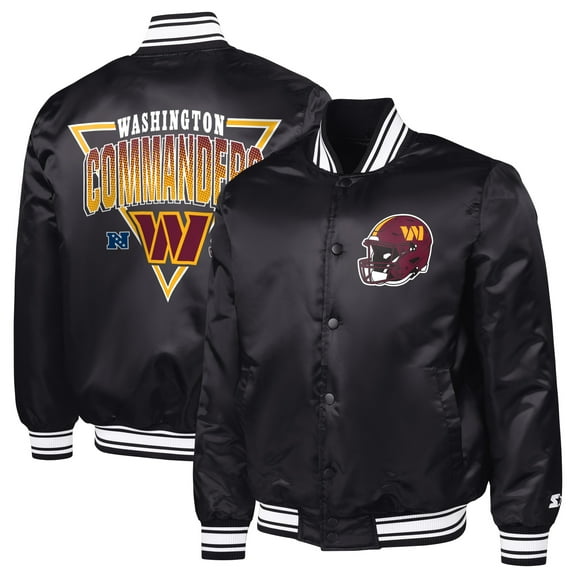 Men's Starter  Black Washington Commanders Printed Triangle Graphic Satin Full-Snap Varsity Jacket