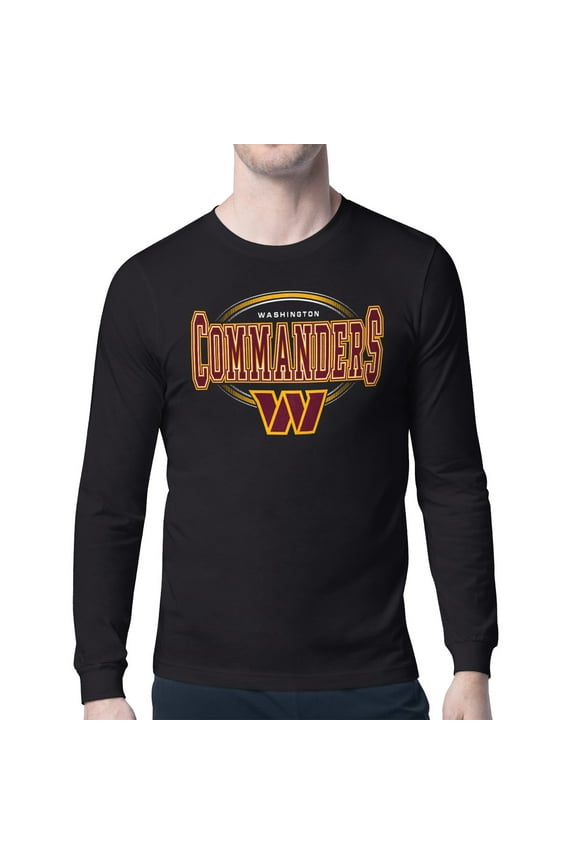 Men's Starter Black Washington Commanders Team Track Graphic Long Sleeve T-Shirt