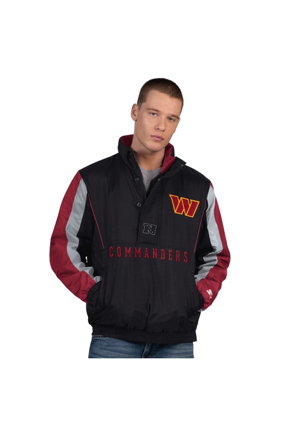 Men's Starter Black Washington Commanders Thursday Night Gridiron Half-Zip Jacket