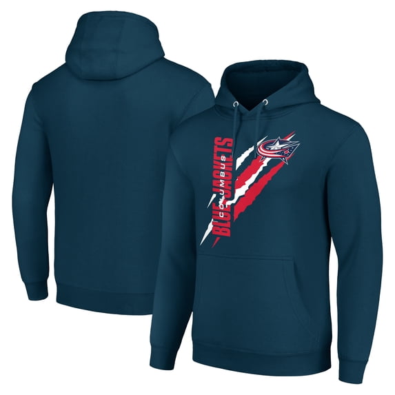 Men's Starter Blue Columbus Blue Jackets Color Scratch Fleece Pullover Hoodie