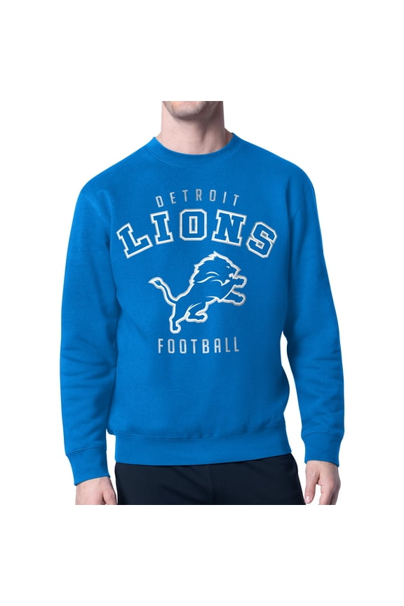 Men's Starter Blue Detroit Lions City Team Logo Pullover Sweatshirt