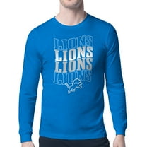 Men's Starter  Blue Detroit Lions Four Team Name Retro Logo Long Sleeve T-Shirt