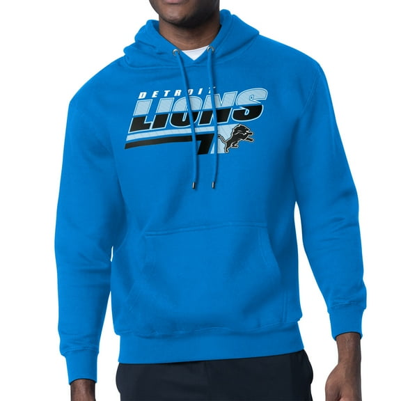 Men's Starter Blue Detroit Lions Logo Push Graphic Hoodie