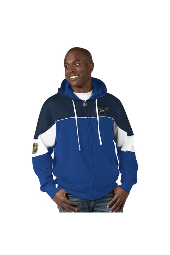 Men's Starter Blue/Navy St. Louis Blues Power Forward Full-Zip Hoodie