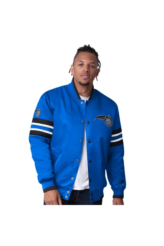 Men's Starter Blue Orlando Magic Scout Varsity Satin Full-Snap Jacket