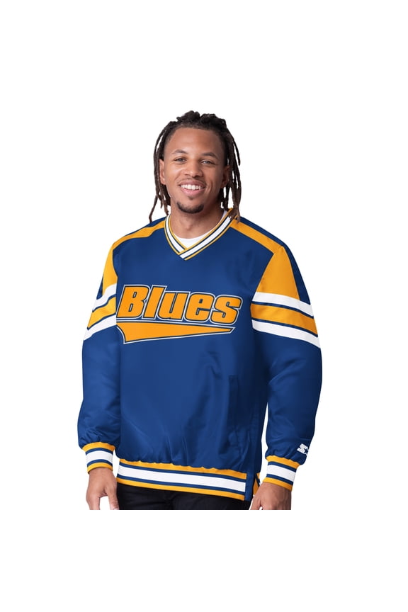 Men's Starter Blue St. Louis Blues Reliever V-Neck Pullover Jacket