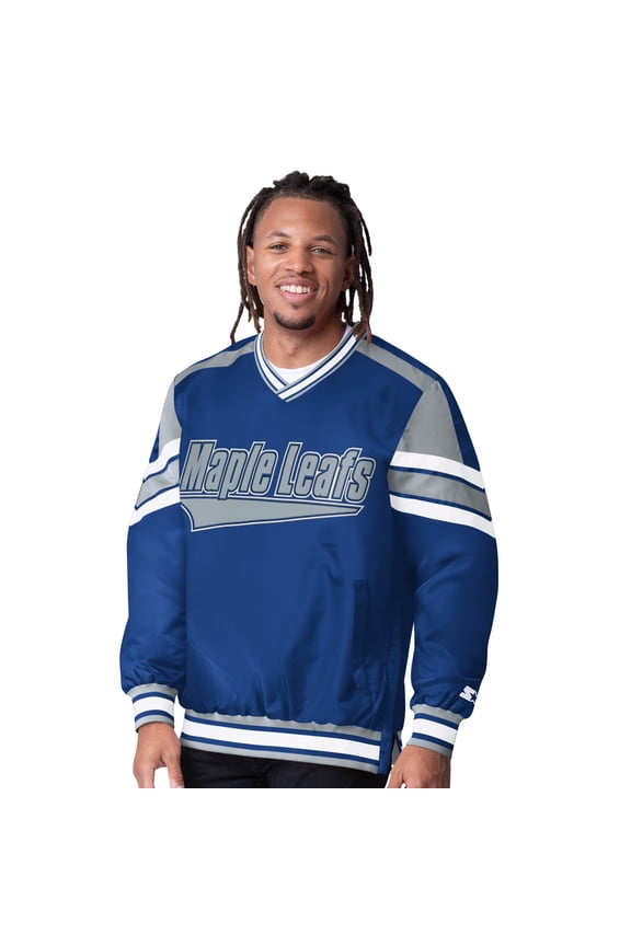 Men's Starter Blue Toronto Maple Leafs Reliever V-Neck Pullover Jacket