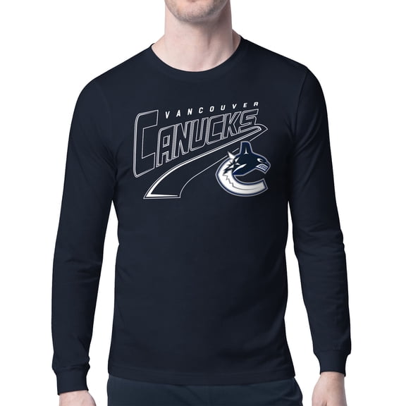 Men's Starter Blue Vancouver Canucks Modern Tailsweep Long Sleeve T-Shirt