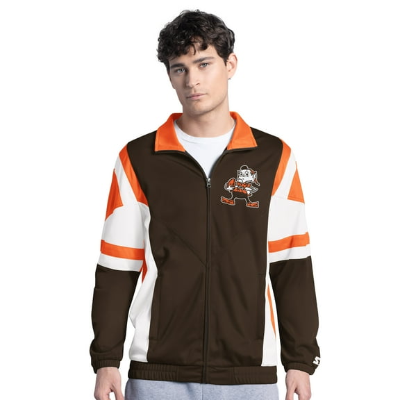 Men's-Starter Brown Cleveland Browns Contender Vintage Logo Full-Zip Track Jacket