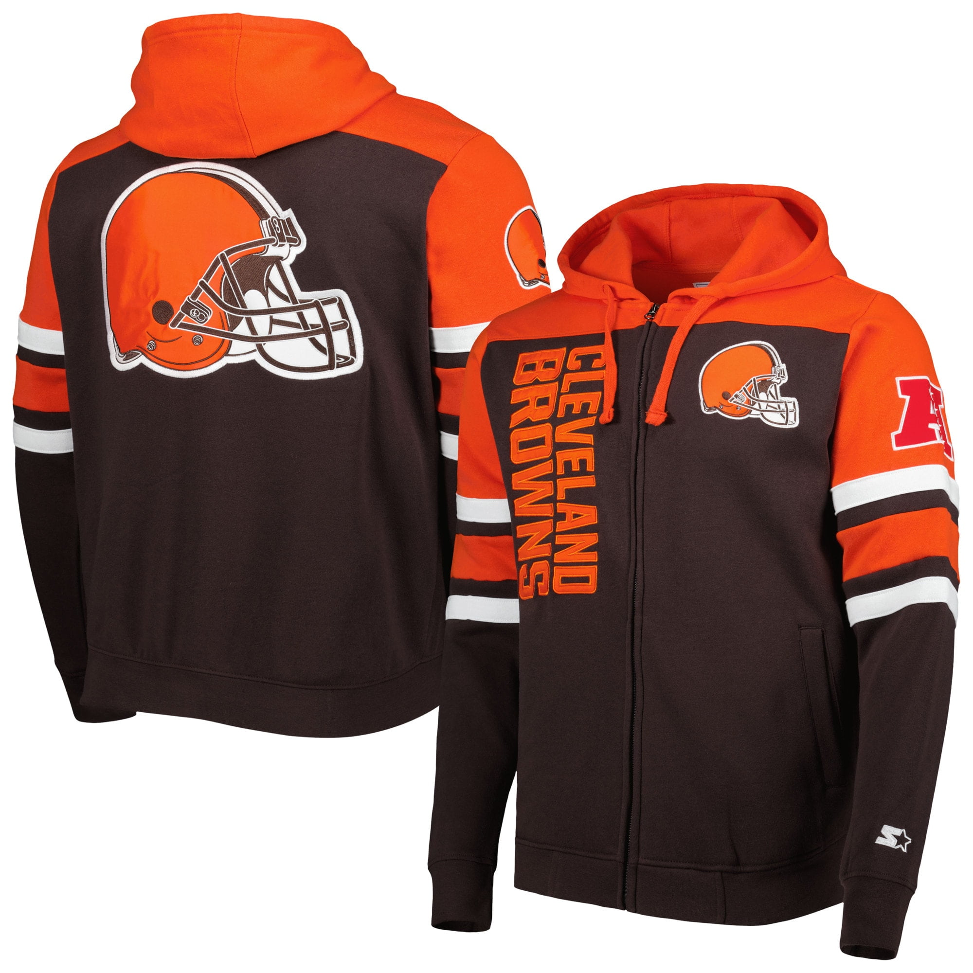 Men's Starter Brown Cleveland Browns Extreme FullZip Hoodie Jacket