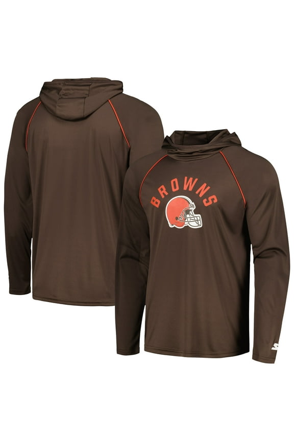 Men's Starter Brown Cleveland Browns Raglan Long Sleeve Hoodie T-Shirt