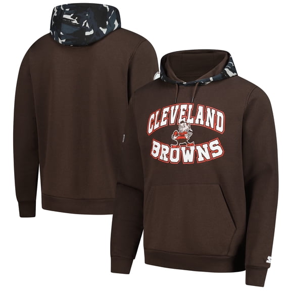 Men's Starter  Brown Cleveland Browns Thursday Night Gridiron Vintage Logo Pullover Hoodie