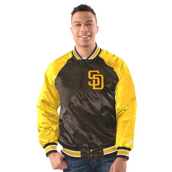 Men's Starter Brown/Gold San Diego Padres Raglan Blitz Varsity Jacket