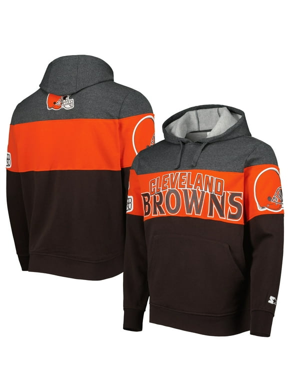 Men's Starter Brown/Heather Charcoal Cleveland Browns Extreme Pullover Hoodie
