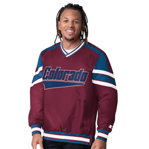 Men's Starter  Burgundy Colorado Avalanche Reliever V-Neck Pullover Jacket