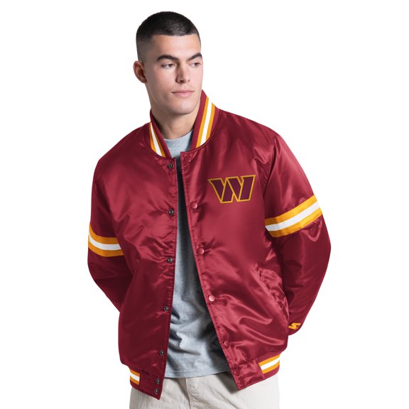 Men's Starter Burgundy Washington Commanders Courtside Varsity Full Snap Jacket