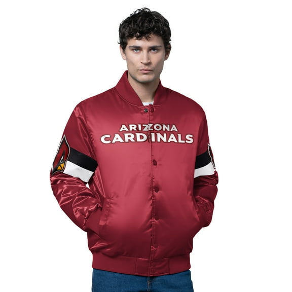Men's Starter Cardinal Arizona Cardinals Triple Option Satin Varsity Full-Snap Jacket