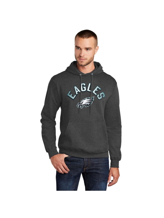 Men's Starter Charcoal Philadelphia Eagles Arch Over Logo Pullover Hoodie