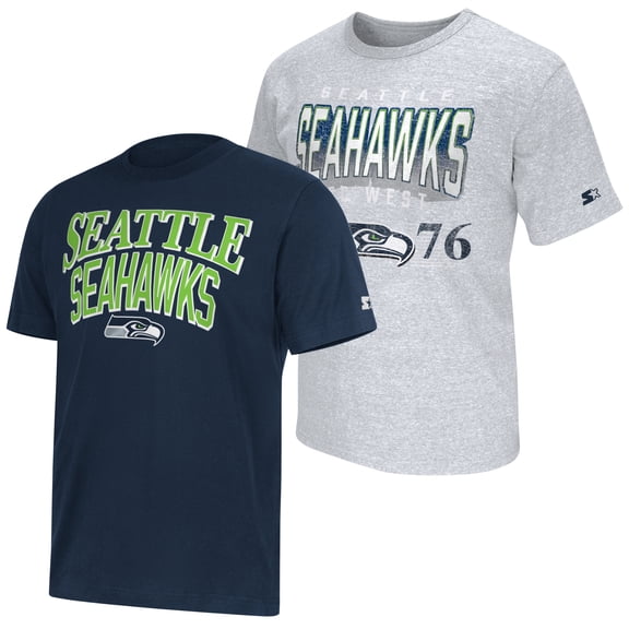 Men's Starter College Navy/Gray Seattle Seahawks Two-Pack Logo T-Shirt Set