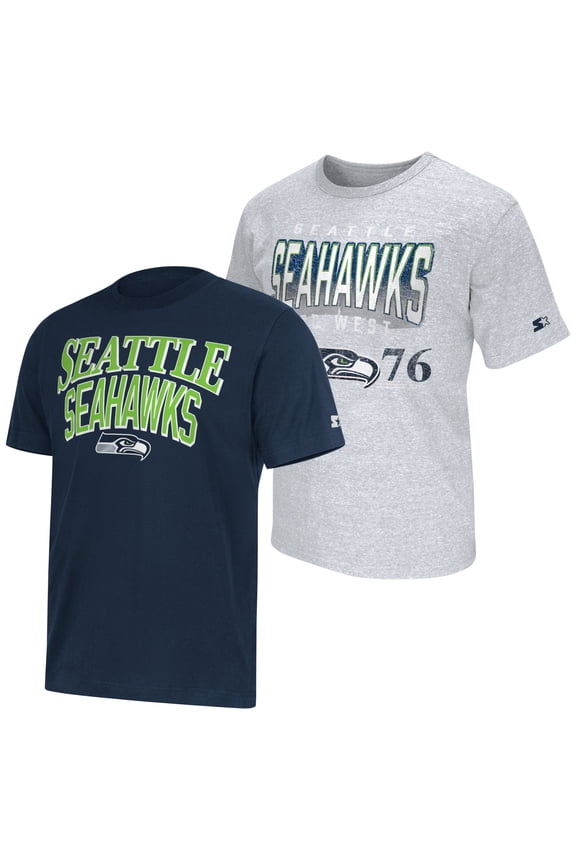 Men's Starter College Navy/Gray Seattle Seahawks Two-Pack Logo T-Shirt Set