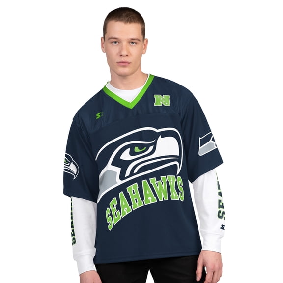 Men's Starter College Navy/White Seattle Seahawks Short Sleeve & Long Sleeve T-Shirt Combo Pack