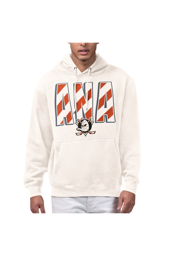 Men's Starter Cream Anaheim Ducks City Abbreviation Fleece Hoodie