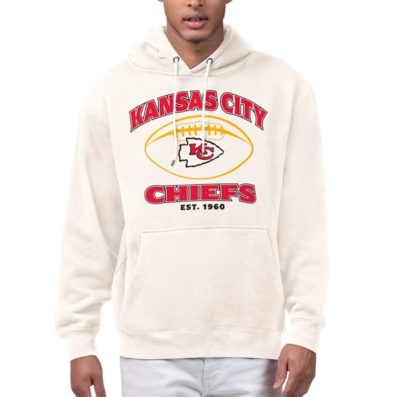 Men's Starter Cream Kansas City Chiefs Kickoff Fleece Hoodie