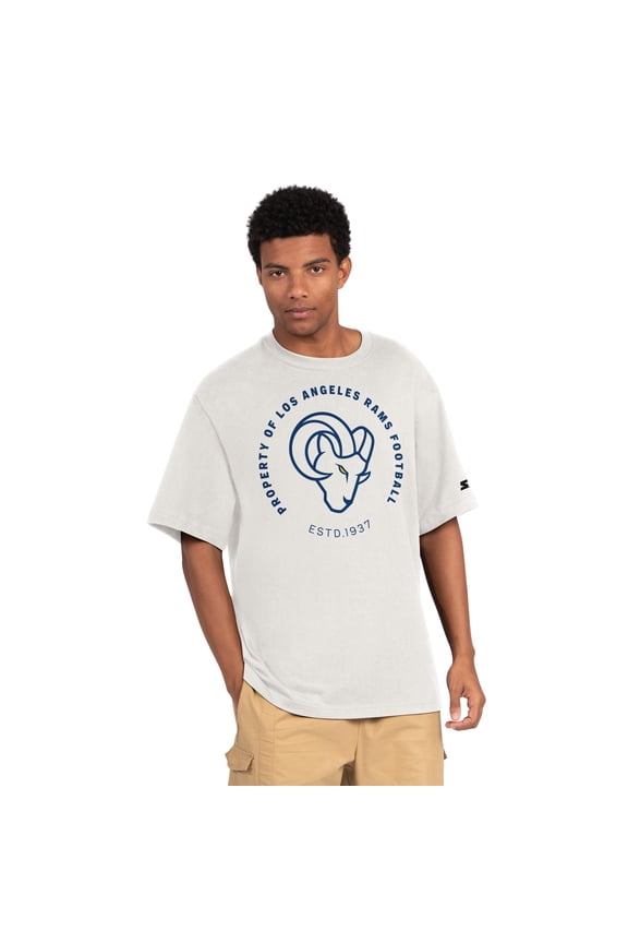 Men's Starter  Cream Los Angeles Rams Eco Ringer T-Shirt