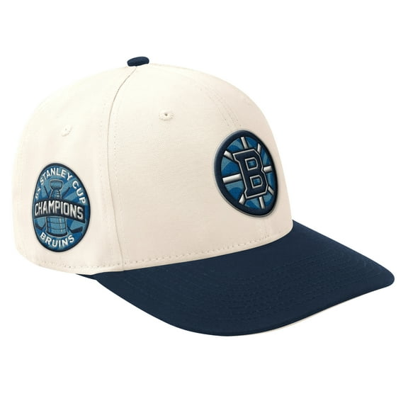 Men's-Starter Cream/Navy Boston Bruins Blue Wave Classic Adjustable Hat