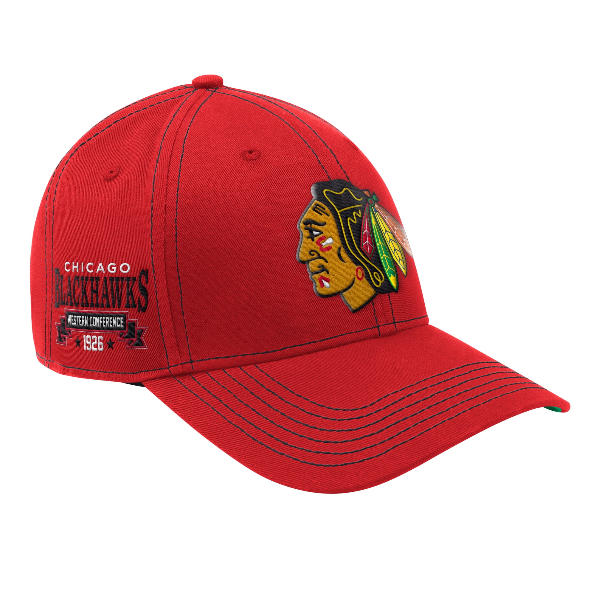 Men's-Starter Red Chicago Blackhawks Sphere II Curved Starfit Adjustable Hat