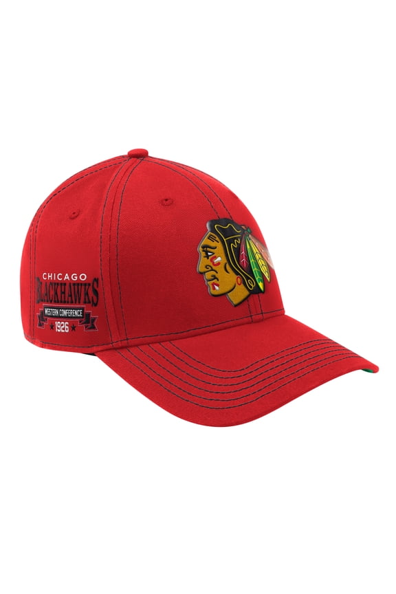 Men's-Starter Red Chicago Blackhawks Sphere II Curved Starfit Adjustable Hat