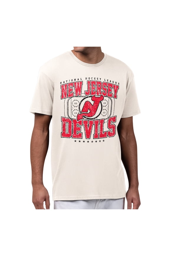 Men's Starter Cream New Jersey Devils Distressed Rink T-Shirt
