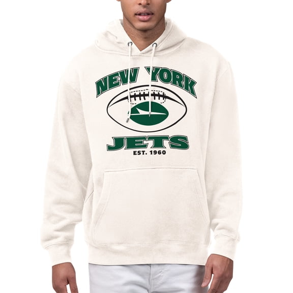Men's Starter Cream New York Jets Kickoff Fleece Hoodie