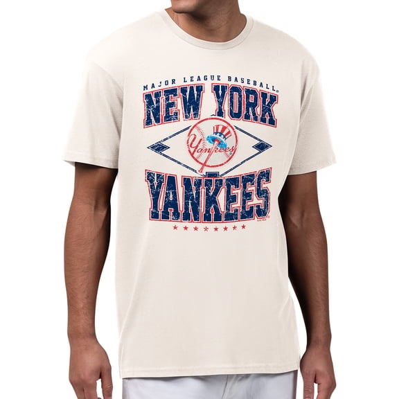 Men's Starter  Cream New York Yankees Distressed Cooperstown Diamond T-Shirt