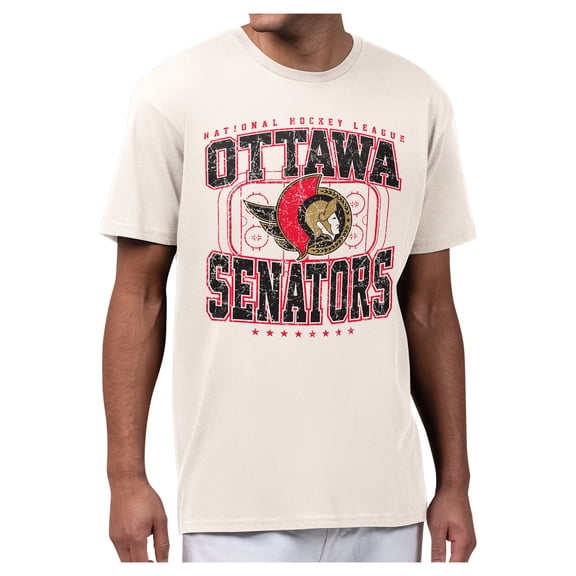Men's Starter Cream Ottawa Senators Distressed Rink T-Shirt