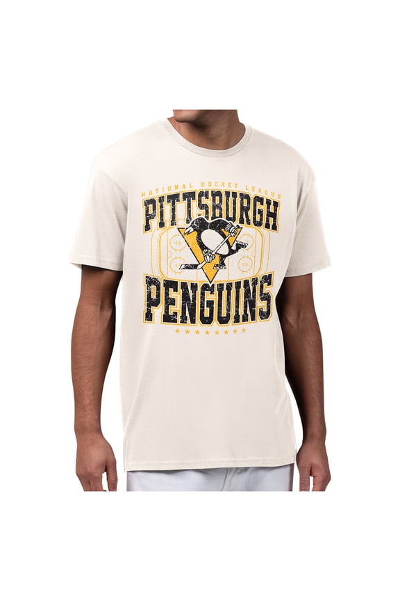 Men's Starter Cream Pittsburgh Penguins Distressed Rink T-Shirt
