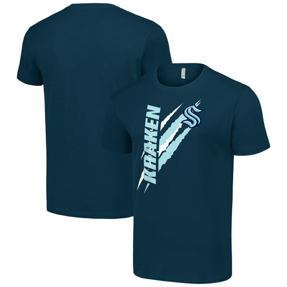 Men's Starter  Deep Sea Blue Seattle Kraken Color Scratch T-Shirt