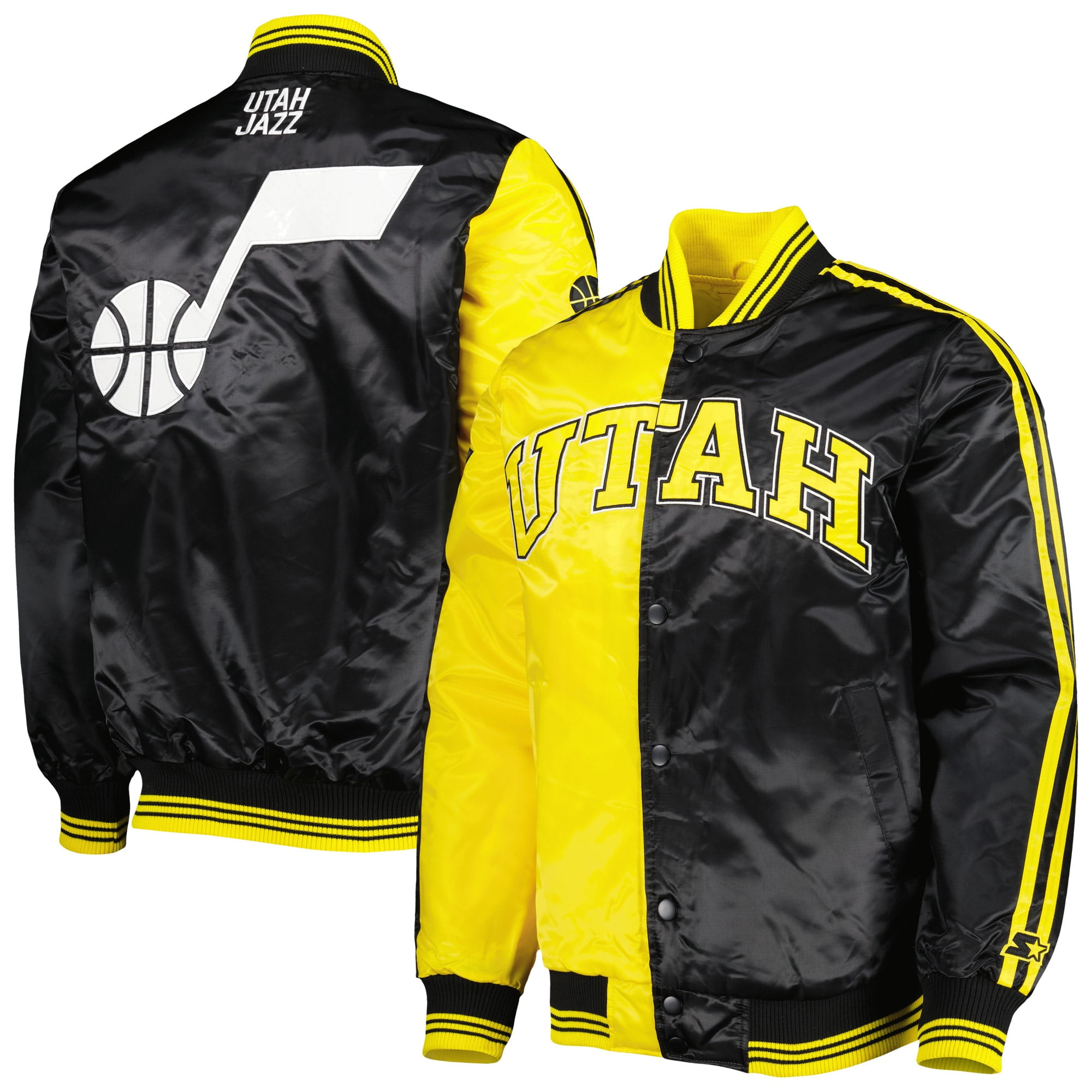 NBA 2024 Utah Jazz Black Leather Jacket