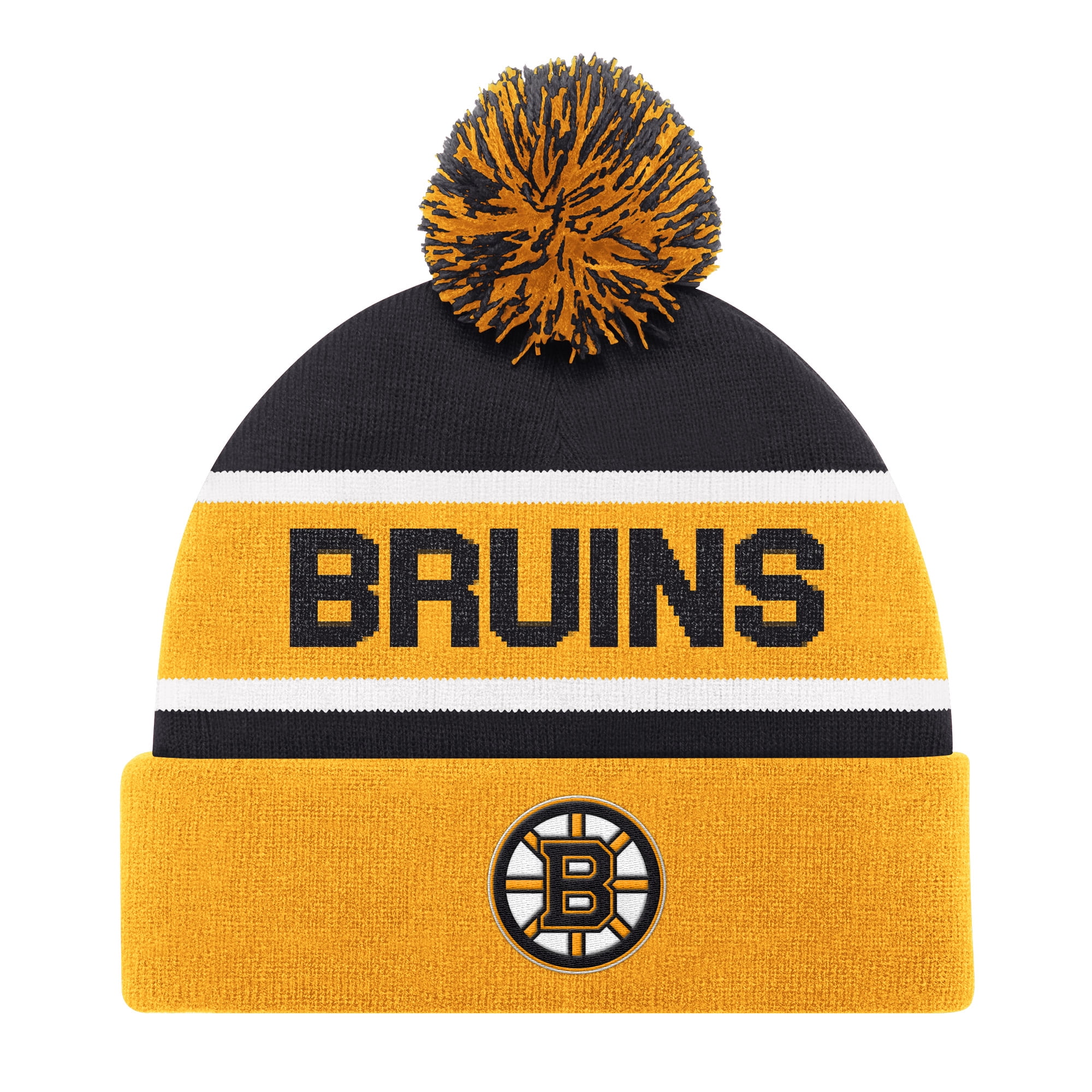 Bruins beanie Boston Bruins Punch Out Knit Black Pom | Hatstoreworld.com main image 3