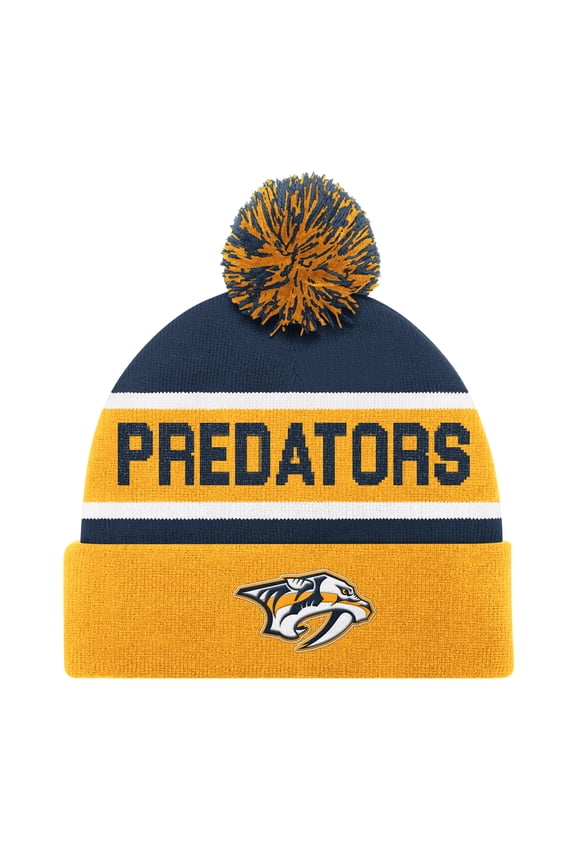 Men's Starter Gold Nashville Predators Cuffed Knit Hat with Pom