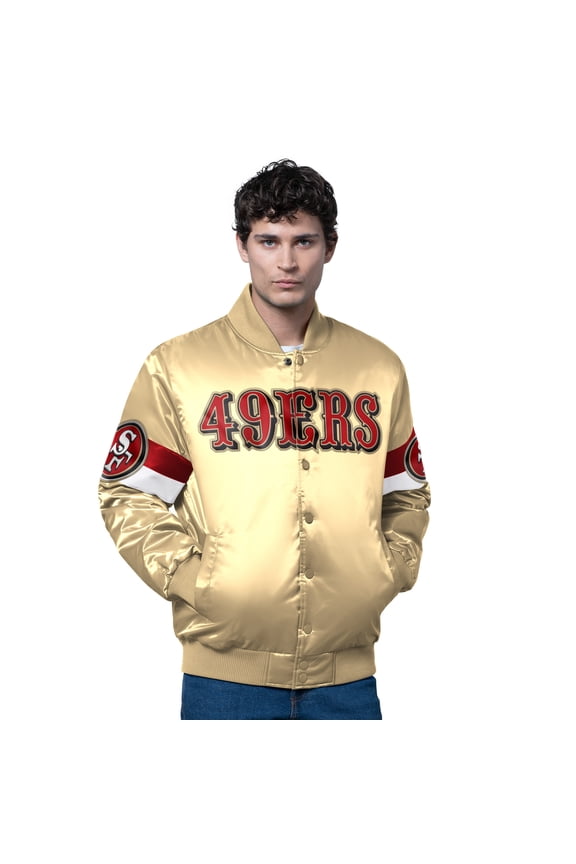 Men's Starter Gold San Francisco 49ers Triple Option Full-Snap Varsity Jacket