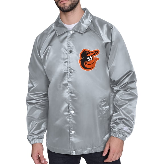 Men's Starter  Gray Baltimore Orioles Retro Logo Raglan Coaches Full-Snap Jacket