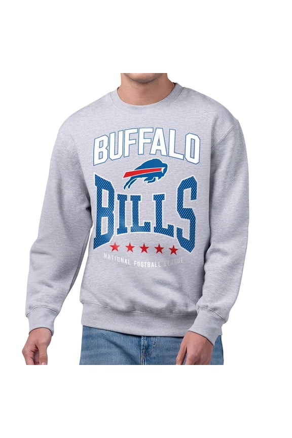 Men's Starter Gray Buffalo Bills Center Squeeze Tri-Blend Sweatshirt