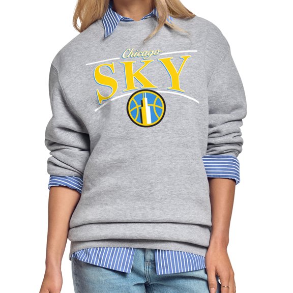 Men's Starter Gray Chicago Sky Arch Stripe Fleece Crewneck Sweatshirt