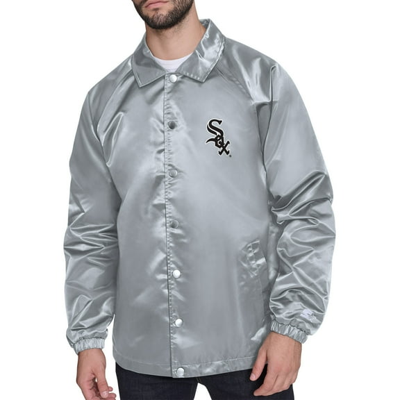 Men's Starter  Gray Chicago White Sox Retro Logo Raglan Coaches Full-Snap Jacket