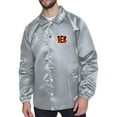 thumbnail image 1 of Men's Starter  Gray Cincinnati Bengals Printed Logo Raglan Coaches Full-Snap Jacket, 1 of 2