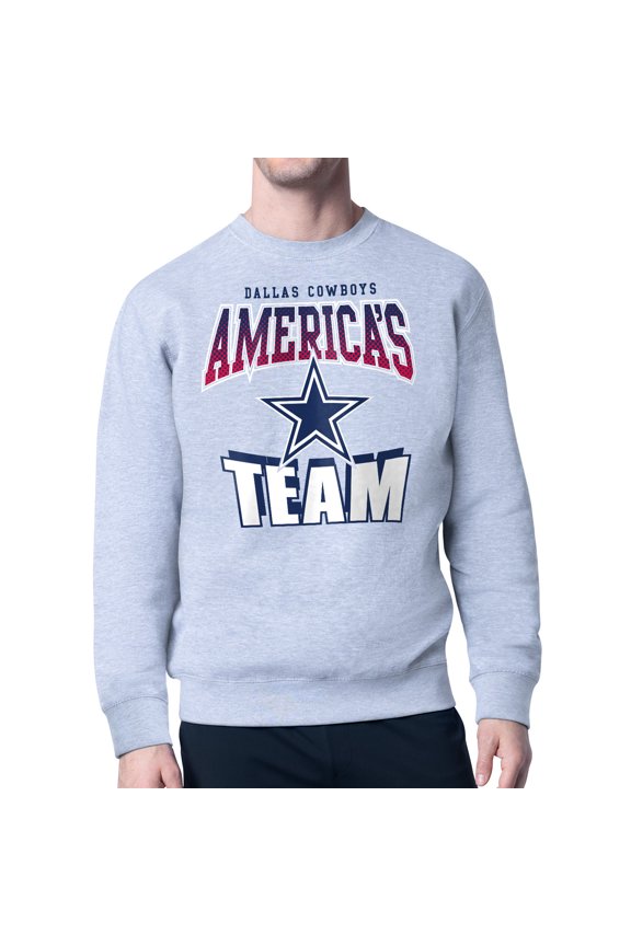 Men's Starter  Gray Dallas Cowboys Comic Style Sweatshirt