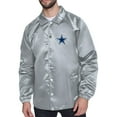 thumbnail image 1 of Men's Starter  Gray Dallas Cowboys Printed Logo Raglan Coaches Full-Snap Jacket, 1 of 2