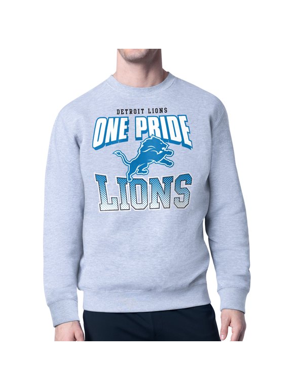 Men's Starter Gray Detroit Lions Comic Style Sweatshirt